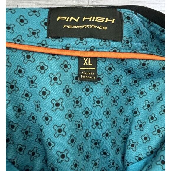 Pin High Men's Performance Golf Polo Sz XL Teal/Black Quick Dry Polyester - Picture 6 of 9